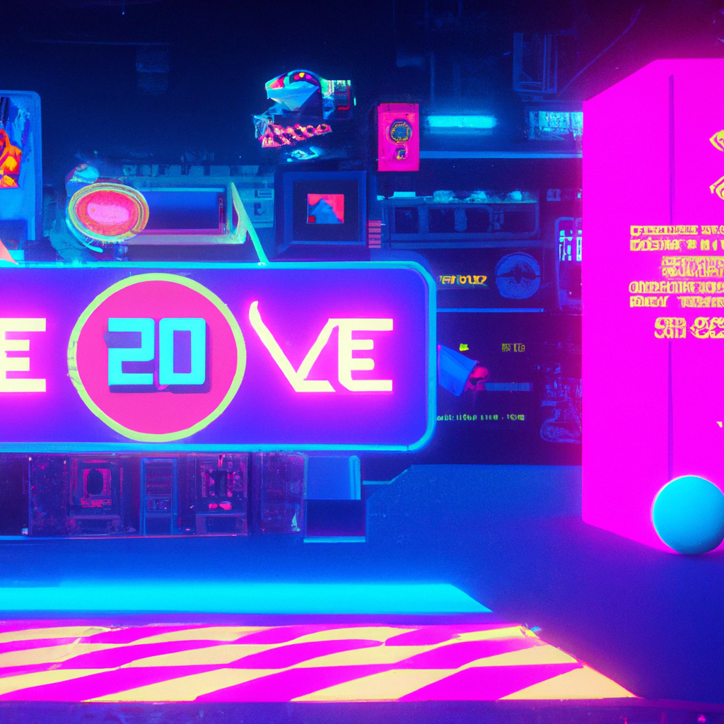 Hero: neon arcade lobby, cinematic